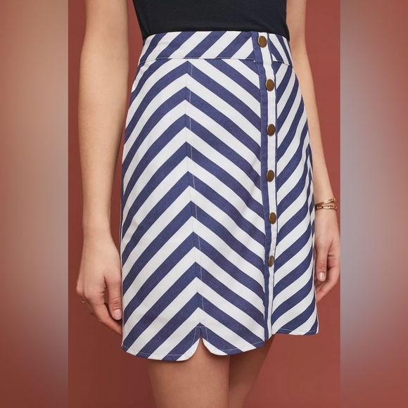 NWT Anthropologie Isla Maude Nautical Striped Mini Skirt Sz L - Picture 4 of 4